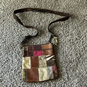 Y2K Coach Women's Patchwork Brown Leather Crossbody Bag